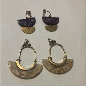 Elegant Gold and Purple Earrings Set